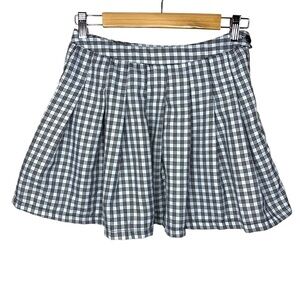 Faded Rose Black White Plaid Academia Pleated Medium Goth Preppy